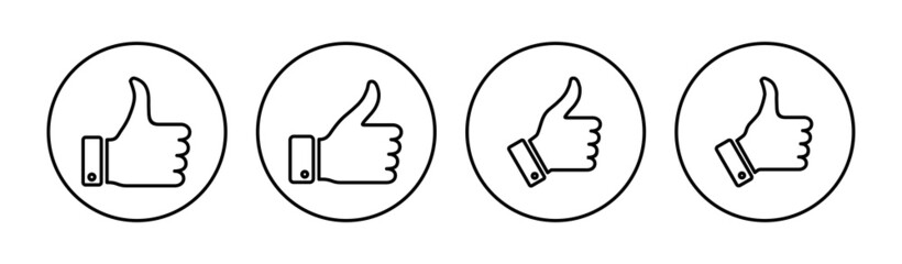 Thumbs up icon set. Hand like. Like icon vector.