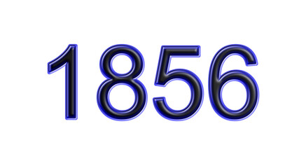 blue 1856 number 3d effect white background