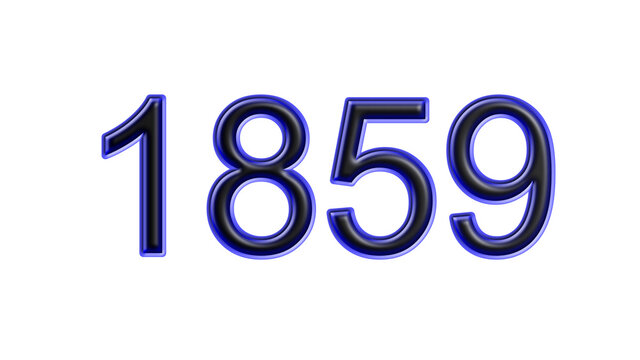 blue 1859 number 3d effect white background