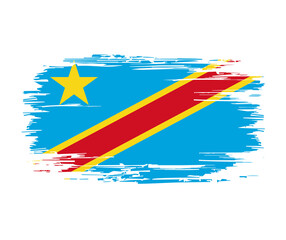 Congolese flag brush grunge background. Vector illustration.