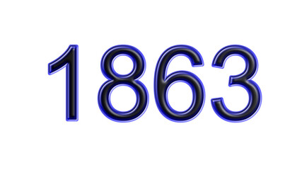 blue 1863 number 3d effect white background