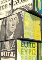 Devisenmarkt Dollar und Euro, Hochformat