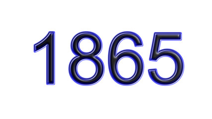 blue 1865 number 3d effect white background