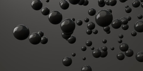 3D render of flying scattered spheres
