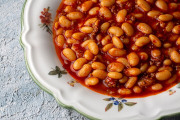 Turkish foods; dried bean (kuru fasulye)