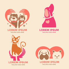 Modern Vector Set of Pet Shop Logo Design Template