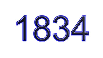 blue 1834 number 3d effect white background - obrazy, fototapety, plakaty