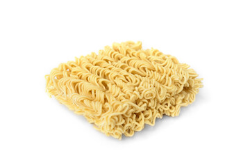 Dry instant noodles isolated on white background.