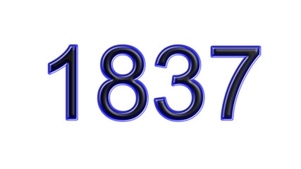 blue 1837 number 3d effect white background