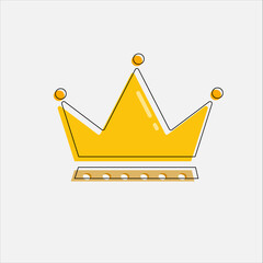 Flat gold crown. Golden crown symbol of the power of the monarch.