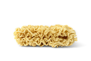 Dry instant noodles isolated on white background.