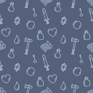 Seamless pattern on the theme of video games. Vector illustration.