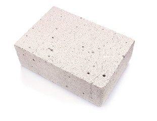 Aerated concrete block isolated on white background. Construction brick