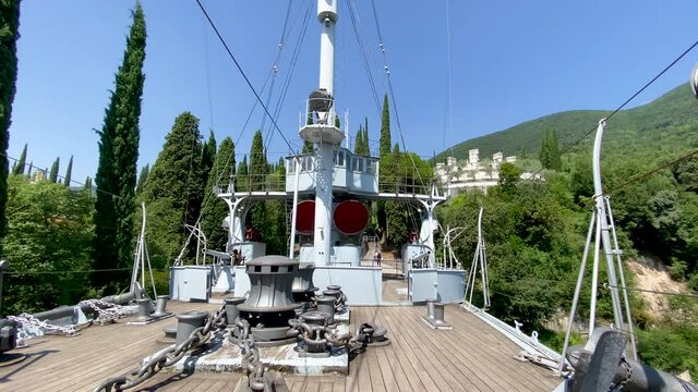 Il Vittoriale, Gardone, Italy, view of the deck of the warship Puglia
