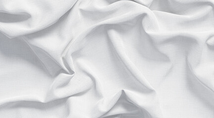 Fototapeta na wymiar Blank white crumpled fabric material mockup, side view