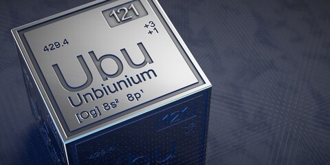 Unbiunium. Element 121 of the periodic table of chemical elements. 