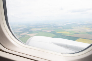 View of the window from inside the aircraft 