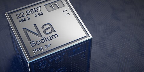 Sodium. Element 11 of the periodic table of chemical elements.  - obrazy, fototapety, plakaty