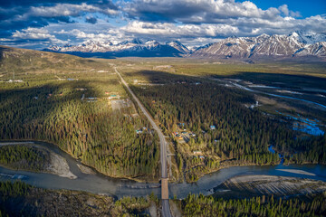 Aerial View of Cantwell, Alaska during Summer