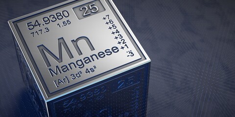 Manganese. Element 25 of the periodic table of chemical elements.  - obrazy, fototapety, plakaty