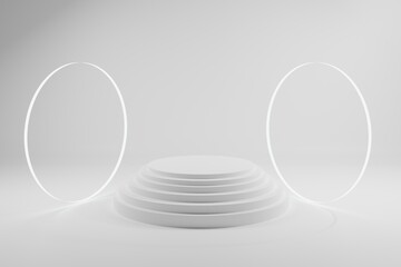 
Minimalism abstract background, pedestal. 3D illustration. white stage 