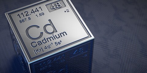Cadmium. Element 48 of the periodic table of chemical elements. 