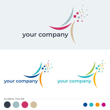 Logotype pour une compagnie avec un logotype symbolisant le mouvement et le digital