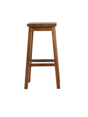 Stylish wooden stool isolated on white. Interior element