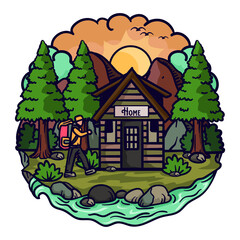 logo design inspiration images for travel and hotels, with colorful illustration style