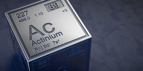 Actinium. Element 89 of the periodic table of chemical elements. 