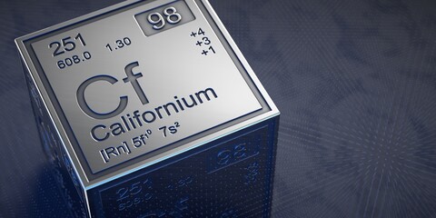 Californium. Element 98 of the periodic table of chemical elements. 