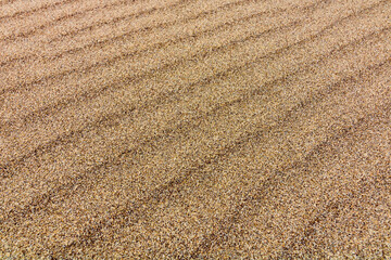 Abstract background of wavy sand dunes. Pattern on the sands. Beach background. Pattern of the beach with wavy surface. Desert, beach, vacation, holiday, tourism background.
