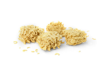 Dry instant noodles isolated on white background.
