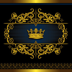 Decorative Heraldry Crown Label