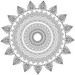 Leaf Flower Petal Coloring Mandala Art Simple Graphic Shape Vector Floral Oriental Outline Vintage Decorative Elements Pattern Illustration Islam Arabic Indian Turkish Mystic Religion Morals Lotus