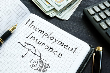 Unemployment insurance is shown on the business photo using the text
