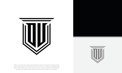 Initials DV. OV. DU. OU logo design. Luxury shield letter logo design.