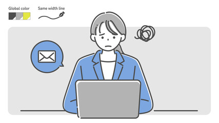 businesswoman sending an email by laptop