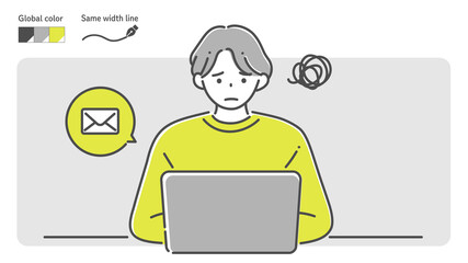 man sending an email by laptop