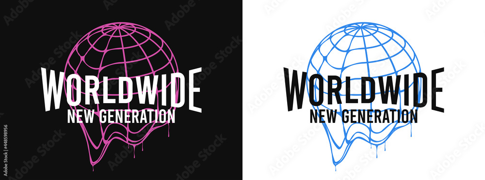 Poster worldwide - slogan for t-shirt design with earth globe that melts. typography graphics for tee shirt