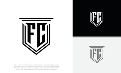 Initials FC logo design. Luxury shield letter logo design.