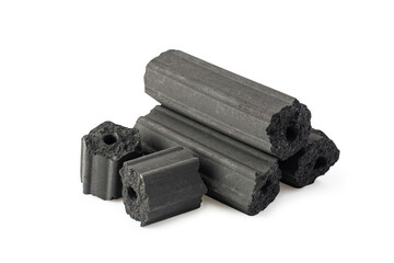 charcoal briquette isolated on white background,