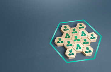 People are united. Social organizations, commercial structure. Team organization, joining forces....