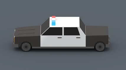 cartoon model police car on the floor minimalism 3d render