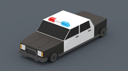 cartoon model police car on the floor minimalism 3d render