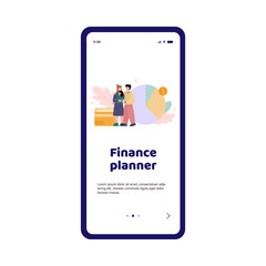 Smartphone app planner of family financial budget a vector illustration.