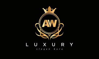 AW royal premium luxury logo with crown