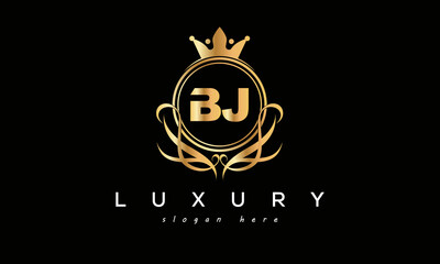 BJ royal premium luxury logo with crown