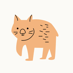 Illustration of a wombat on an isolated background. Dusty pastel colors. Modern flat style