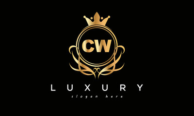 CW royal premium luxury logo with crown